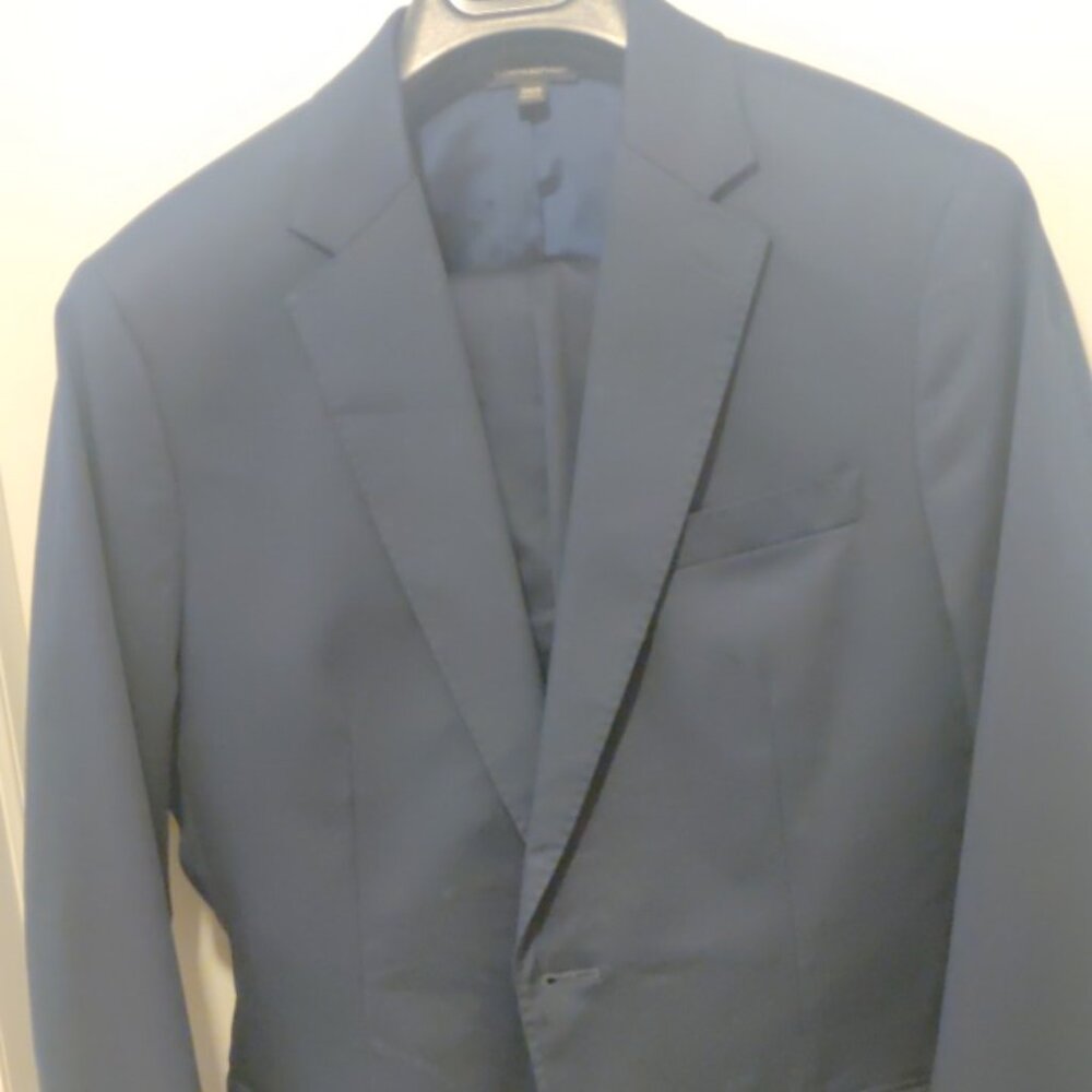 Banana Republic 36s 29w navy cotton suit performance stretch spandex slim modern